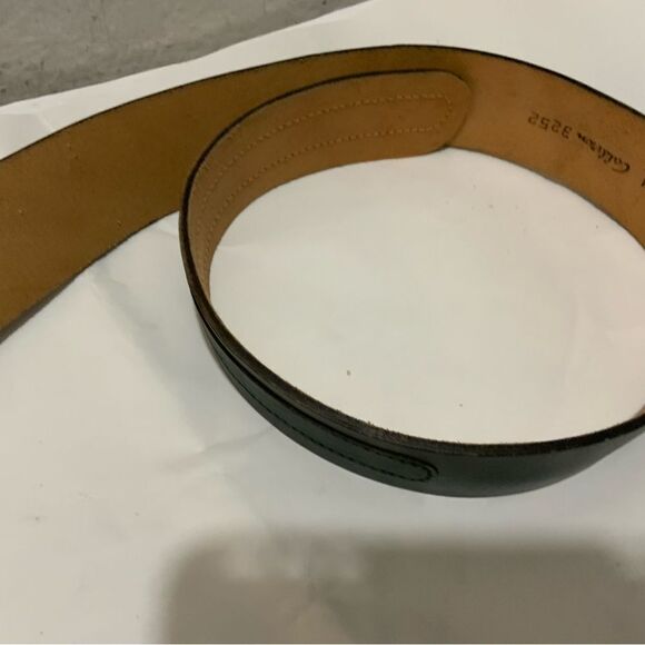 Genuine Leather Vintage Calderon Green Belt with Gold Buckle Size M